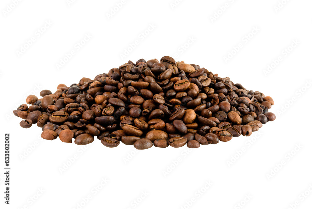 Fototapeta premium Roasted coffee beans t on a transparent background