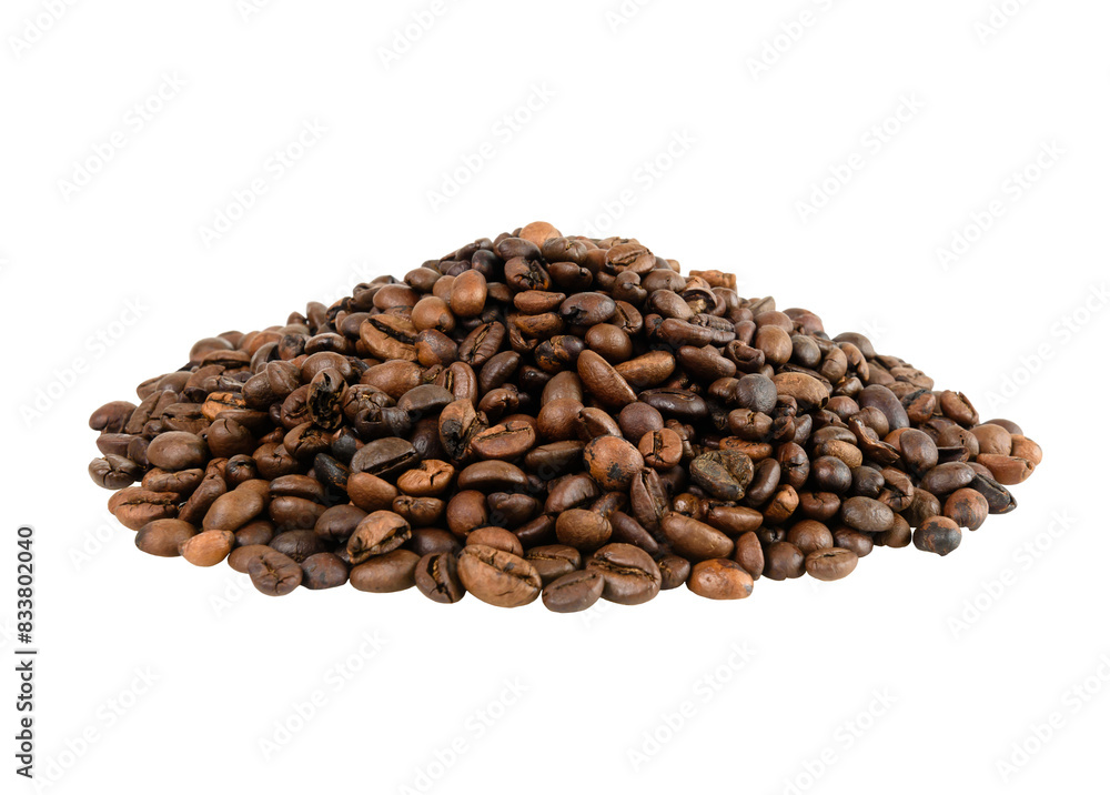 Roasted coffee beans of poor quality on a transparent background Roasted coffee beans of poor quality on a transparent background