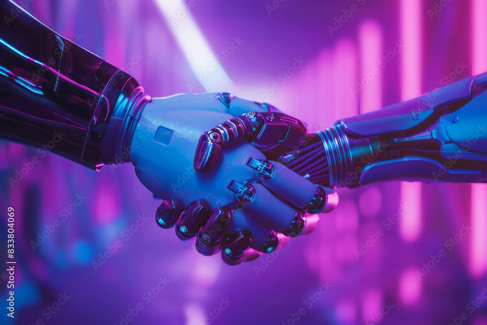 Robotic hands reaching towards each other Robotic hands reaching towards each other