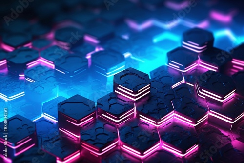 A futuristic illustration of neon-lit cubes in vibrant colors, showcasing a high-tech digital aesthetic