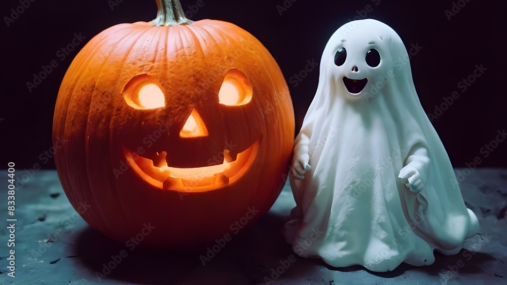 halloween cute pumpkin and ghost halloween cute pumpkin and ghost