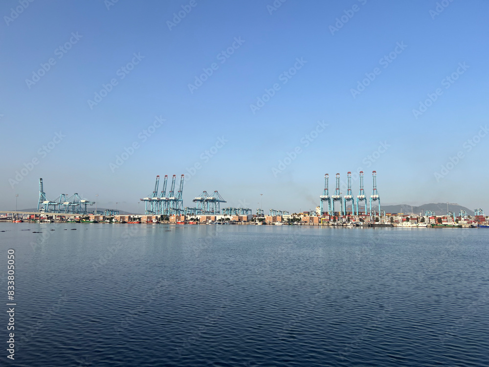 row of container terminal cranes