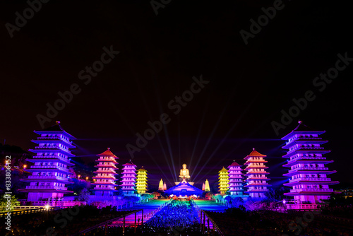 Fo Guang Shan Buddha Museum held a light and sound show during the Lantern Festival holiday in Taiwan.  photo