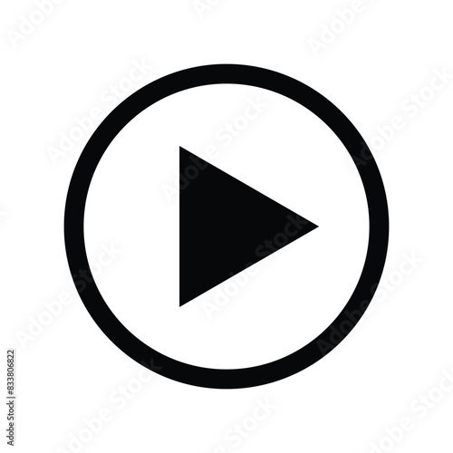 Play button icon. Black video play button icon on white background. Vector design play button icon style. Video play sign, play button icons, play icon, play video symbol. Play button illustration. 