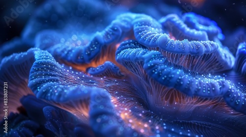 Bioluminescent Coral, Abstract coral structures with bioluminescent effects