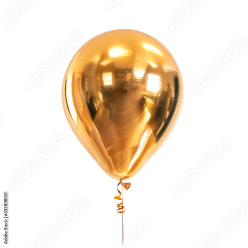 Gold balloon ,isolated on white background or transparent backgorund, png, die-cut