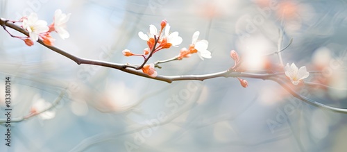 Abstract blur effect on a spring tree with a blurry background creates a captivating and artistic copy space image.