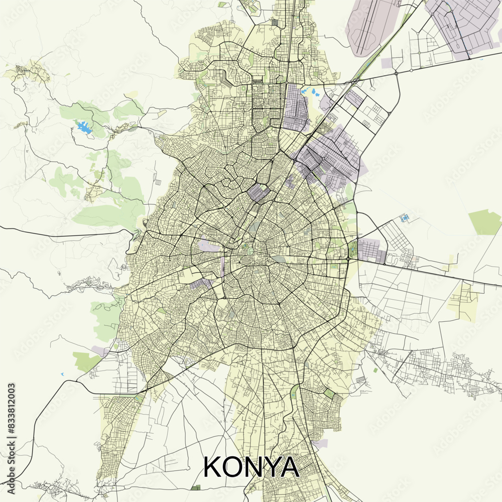 Fototapeta premium Konya, Turkey map poster art