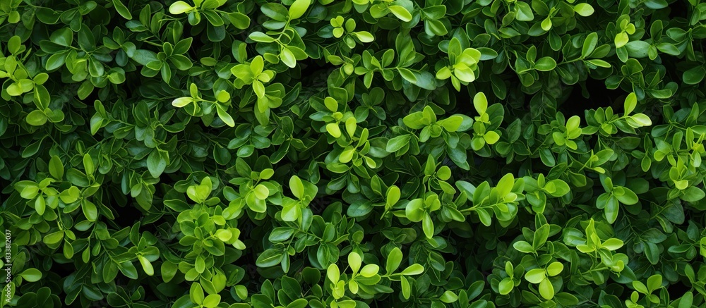 Boxwood branches create a wallpaper with a boxwood tree showcasing a copy space image. Boxwood branches create a wallpaper with a boxwood tree showcasing a copy space image.