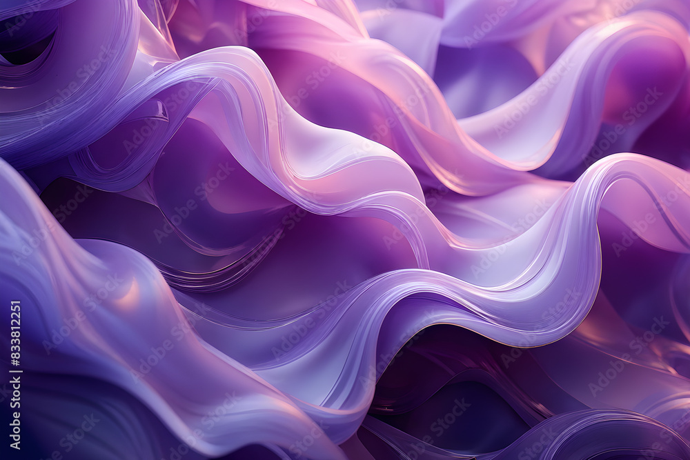 Fototapeta premium Sleek glossy motion lilac purple 3D waves. Ideal for modern design backgrounds, contemporary wallpapers and creative graphics