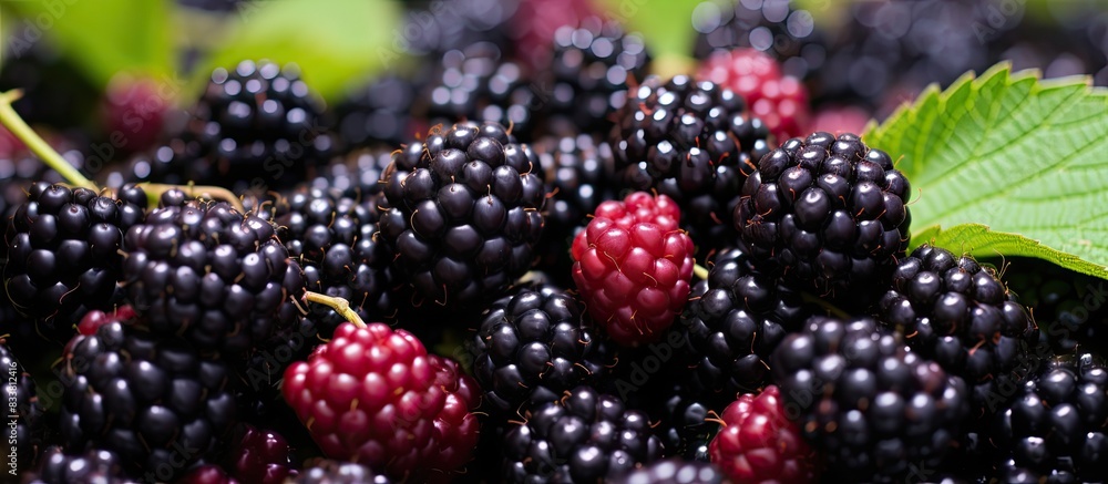 Close-up of a bountiful mulberry with many berries, suitable for vegetarians, can be used in desserts; ideal for a copy space image. Close-up of a bountiful mulberry with many berries, suitable for vegetarians, can be used in desserts; ideal for a copy space image.
