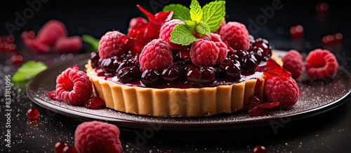 A Blackberry tart with a ga...