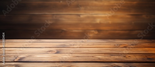 Wooden table with empty cop...