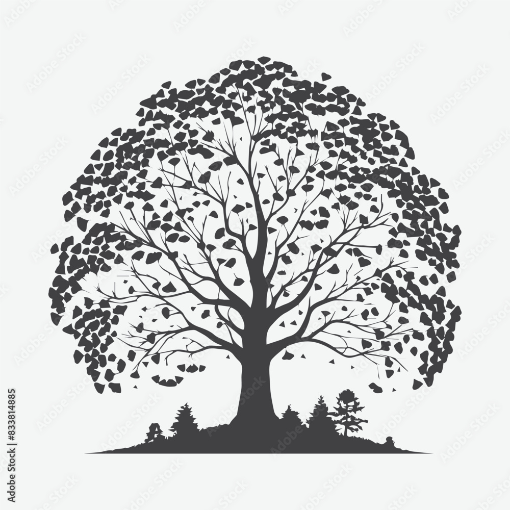 Fototapeta premium Print Majestic Ginkgo Tree Silhouette, Nature's Timeless Elegance