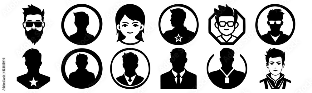 Man Avatar silhouettes set, pack of vector silhouette design, isolated background Man Avatar silhouettes set, pack of vector silhouette design, isolated background