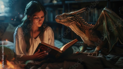 Enchanted Evening Reading with Mystical Dragon Companion © Viktorikus