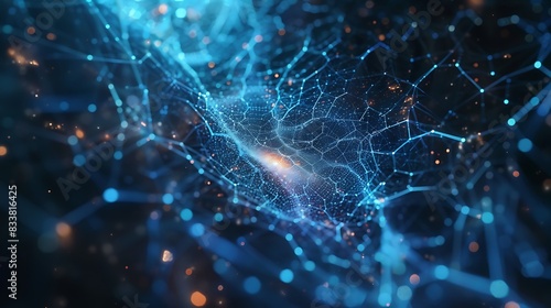 Futuristic Sci-Fi Background with Dynamic Plexus Effect and Copy Space for Text