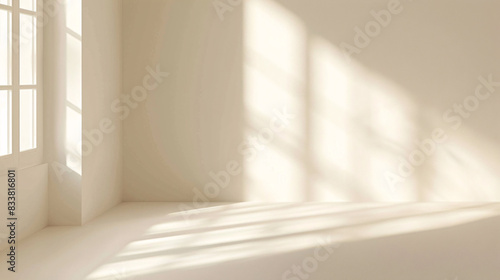 Gentle light beige background with soft window shadow, minimalistic for product presentation