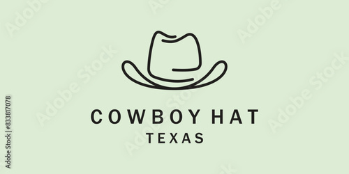logo cowboy hat line art simple vector illustration design