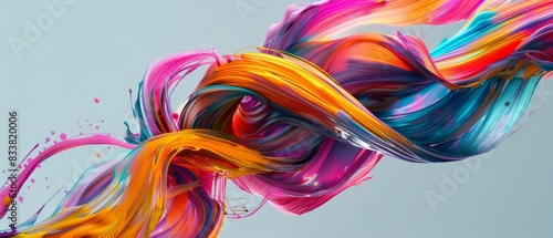 Illustrate Creative flow as a digital artwork showing a cascade of colorful brush strokes intertwining seamlessly in a visually captivating way