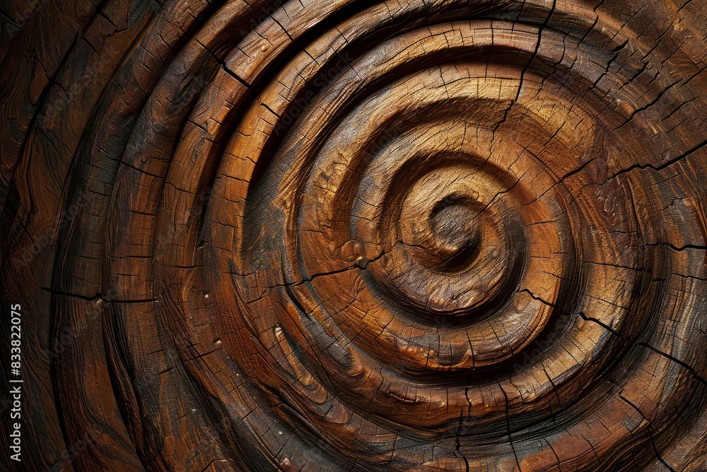 Close-up macro photography of intricate ancient tree rings detail. Showcasing the natural radial pattern and textured surface of the organic wood Close-up macro photography of intricate ancient tree rings detail. Showcasing the natural radial pattern and textured surface of the organic wood