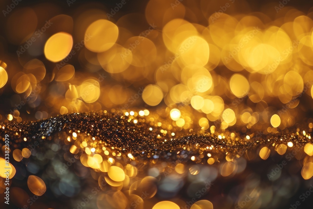 Glitter glow  gold background with blur bokeh light, glitter glow magical moment luxury atmosphere on ground stage, AI generated