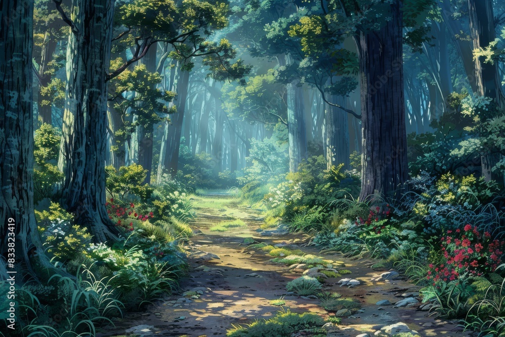 mossy forest with vines and ancient trees mossy forest with vines and ancient trees