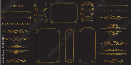 Line dividers. Decorative swirl text separators, vintage divider. Victorian flourishes line calligraphic swirly filigree decoration editable stroke vector set	