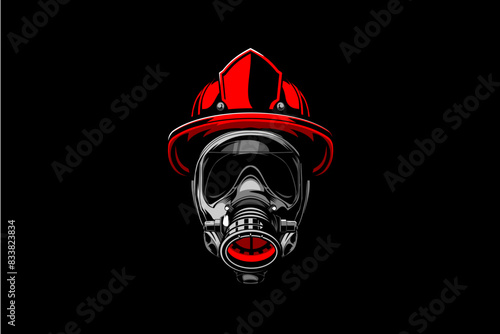 Gas Mask and helmet Fire Fighter vector image