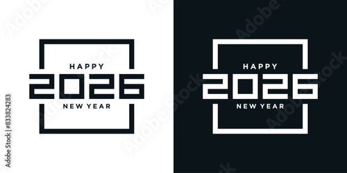 2026 Happy New Year logo text design vector trendy. Premium Vector