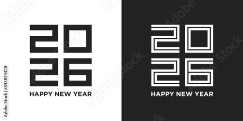 2026 Happy New Year logo text design vector trendy. Premium Vector