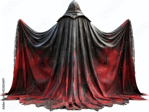 Generate a dicut PNG of a vampire cape with Halloween details, isolated on a white background