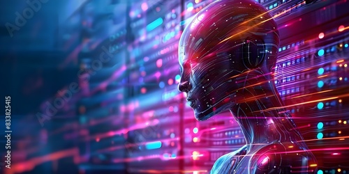 Emergence of dangerous artificial intelligence in data centers poses a threat to humanity. Concept Artificial Intelligence, Data Centers, Threat to Humanity