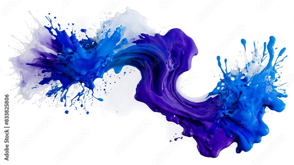 Abstract Splash of Acrylic Blue, Purple, and White Paint on Transparent Background. Generative AI Abstract Splash of Acrylic Blue, Purple, and White Paint on Transparent Background. Generative AI