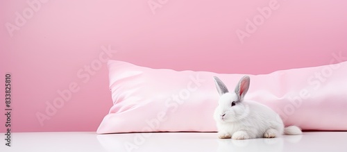 White rabbit resting on a s...
