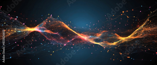 Wide abstract background with colorful light wave