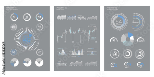 Design business elements charts in color. Finance Charts.