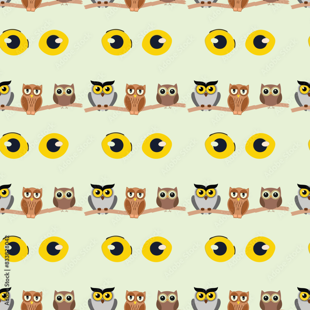 Owl Hotel Seamless Vector Pattern Design