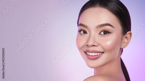 Portrait of a smiling woman with professional makeup