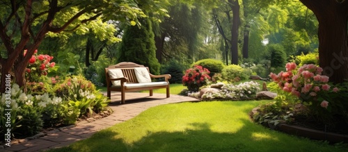 Ideal garden feature for shade and relaxation with ample copy space image.