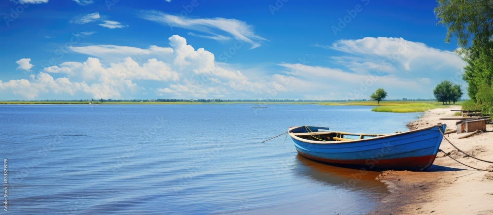 A scenic seaside view featuring ships, sandy beaches, the sky, and the picturesque Danube Delta with a backdrop of rolling waves; ideal for copy space image. A scenic seaside view featuring ships, sandy beaches, the sky, and the picturesque Danube Delta with a backdrop of rolling waves; ideal for copy space image.