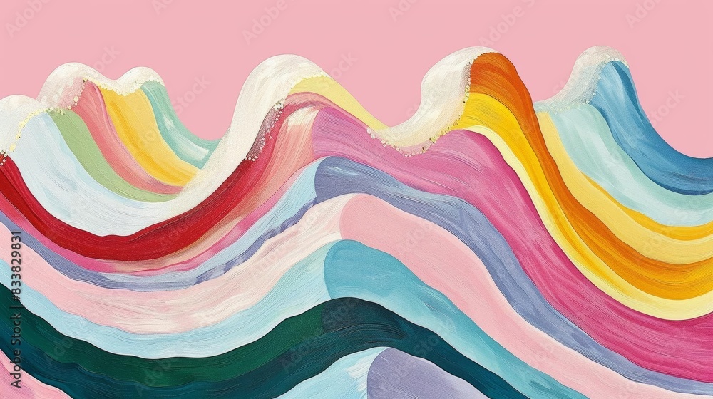 Design a flat minimalstyle 3D illustration of a cascading multicolor spectrum Design a flat minimalstyle 3D illustration of a cascading multicolor spectrum