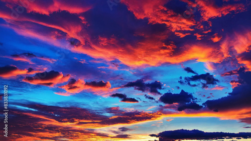 Abstract vivid sky at sunset with copyspace, 16:9, 300dpi