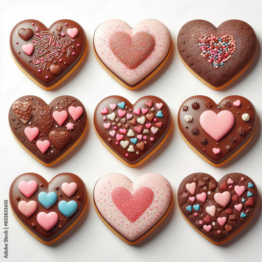 Homemade heart cookies on white background, top view Homemade heart cookies on white background, top view