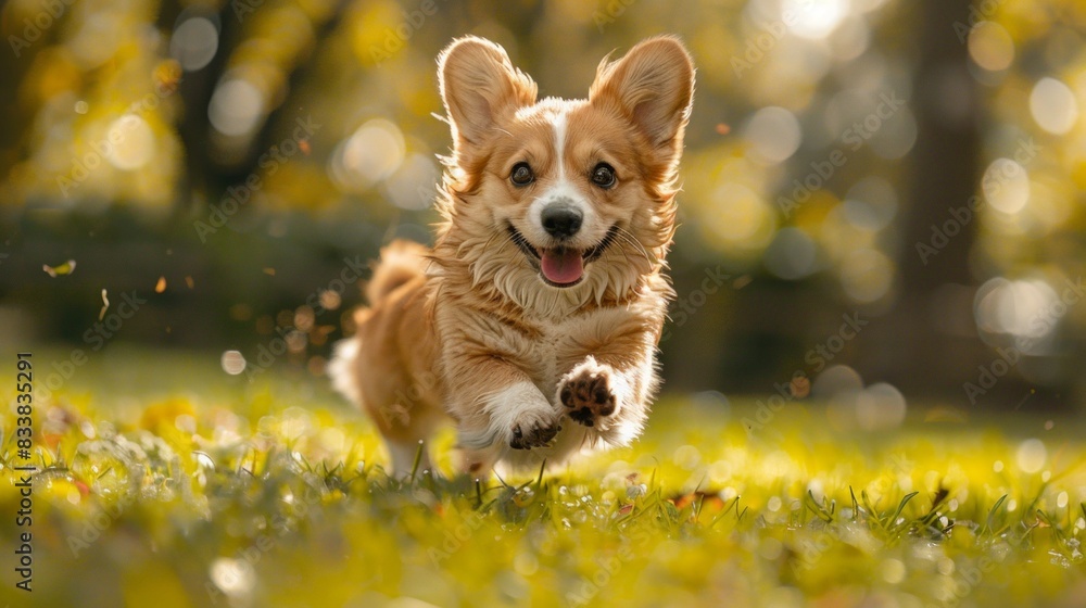 A group of playful corgis frolic on the lush green lawn. This scene captures the joyful energy and loving nature of these beloved breeds. As they play lively on the grass A group of playful corgis frolic on the lush green lawn. This scene captures the joyful energy and loving nature of these beloved breeds. As they play lively on the grass
