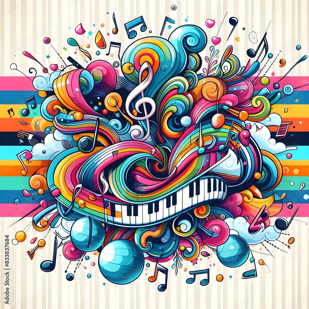 Music notes with colourful background