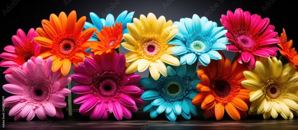 Gorgeous gerbera daisies with vibrant colors and a captivating appearance, perfect for adding a pop of color to any setting or design, especially a copy space image.