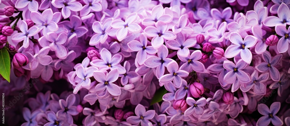 Close-up image of a stunning lilac bouquet with copy space image.