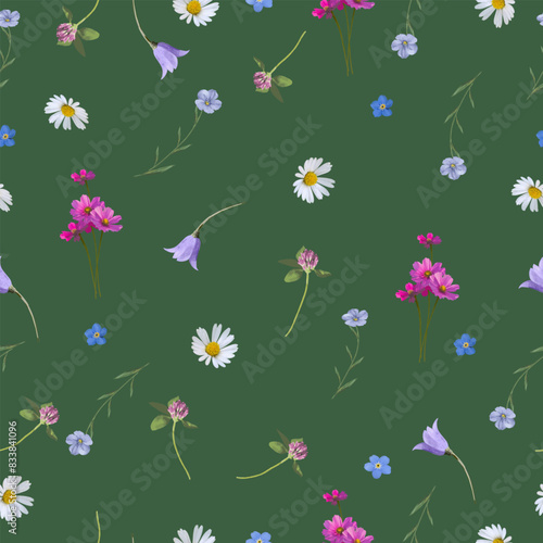 Wild flowers seamless pattern