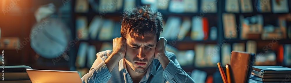 a person stressed at office, a person stressed at office,
